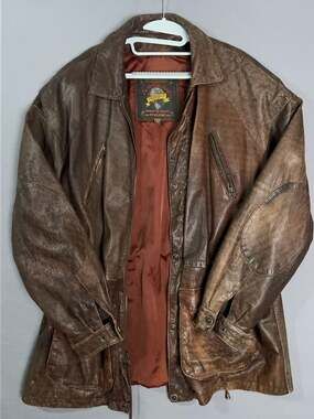 Vintage Wilsons Adventure Bound Distressed Leather Jacket, Men's XL, Brown